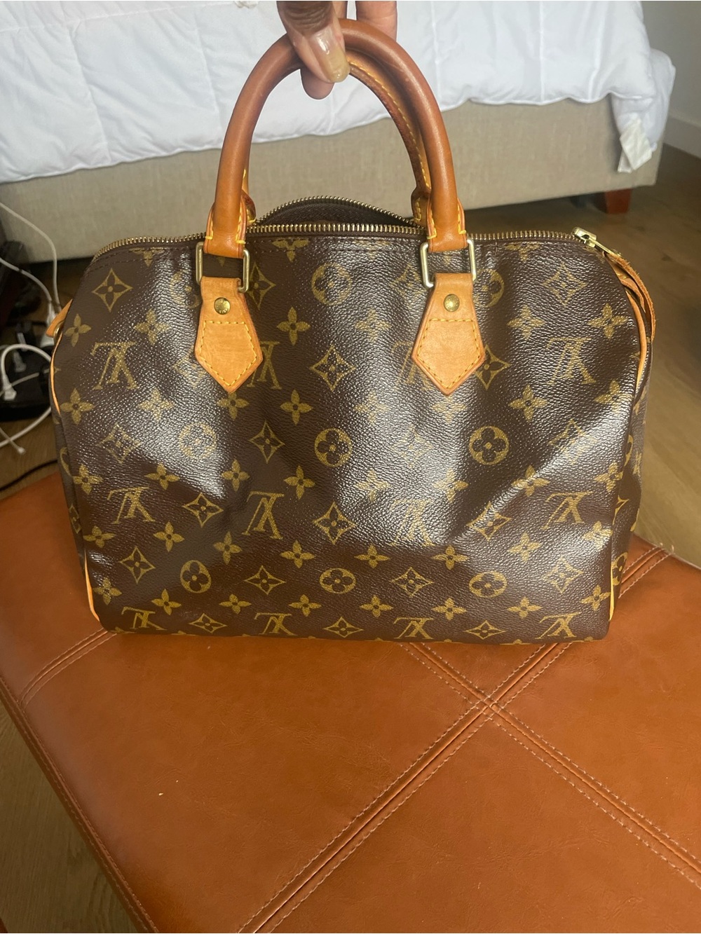 Louis Vuitton Monogram Canvas Speedy-Style Top Handle Bag in Brown and Tan